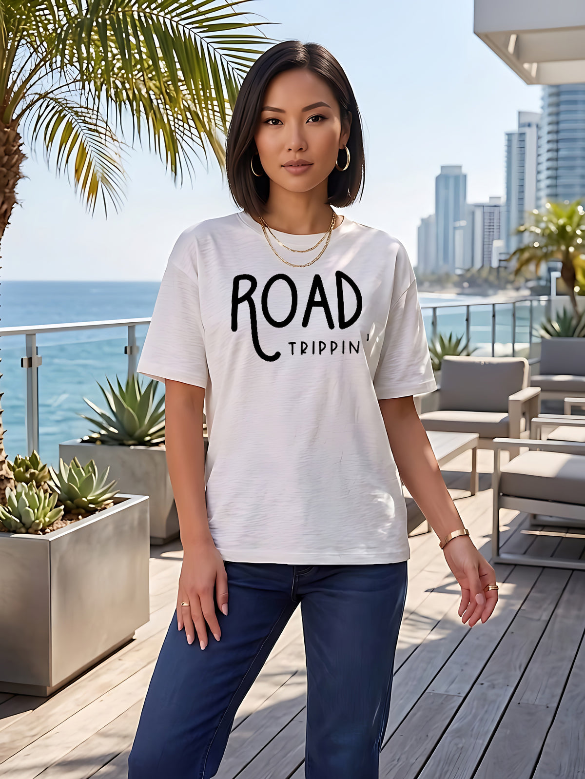Graphic Oversized T-Shirt Road
