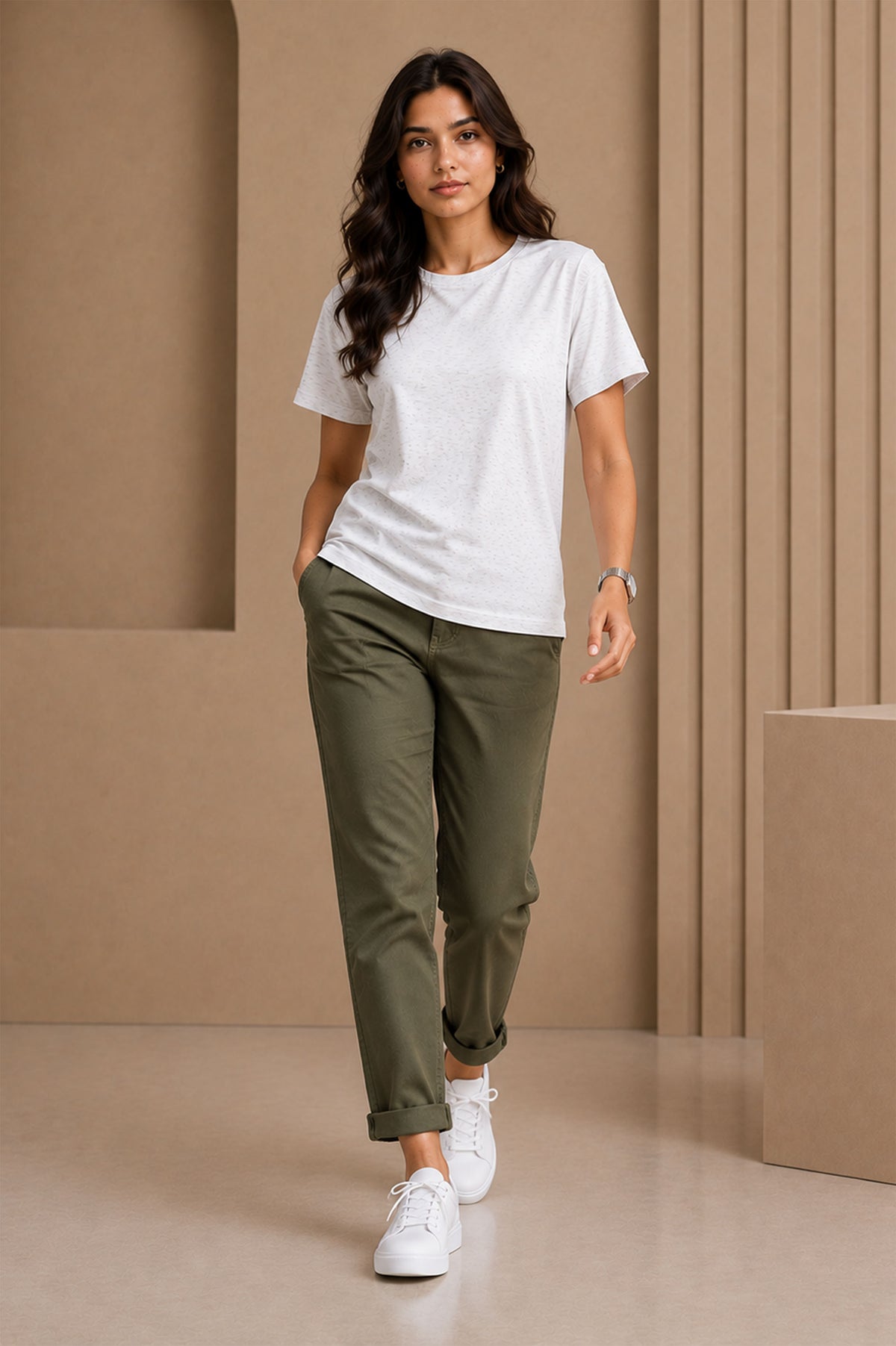 White Melange Regular T-Shirt