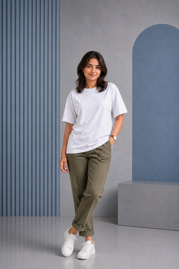 White Melange Oversized T-Shirt