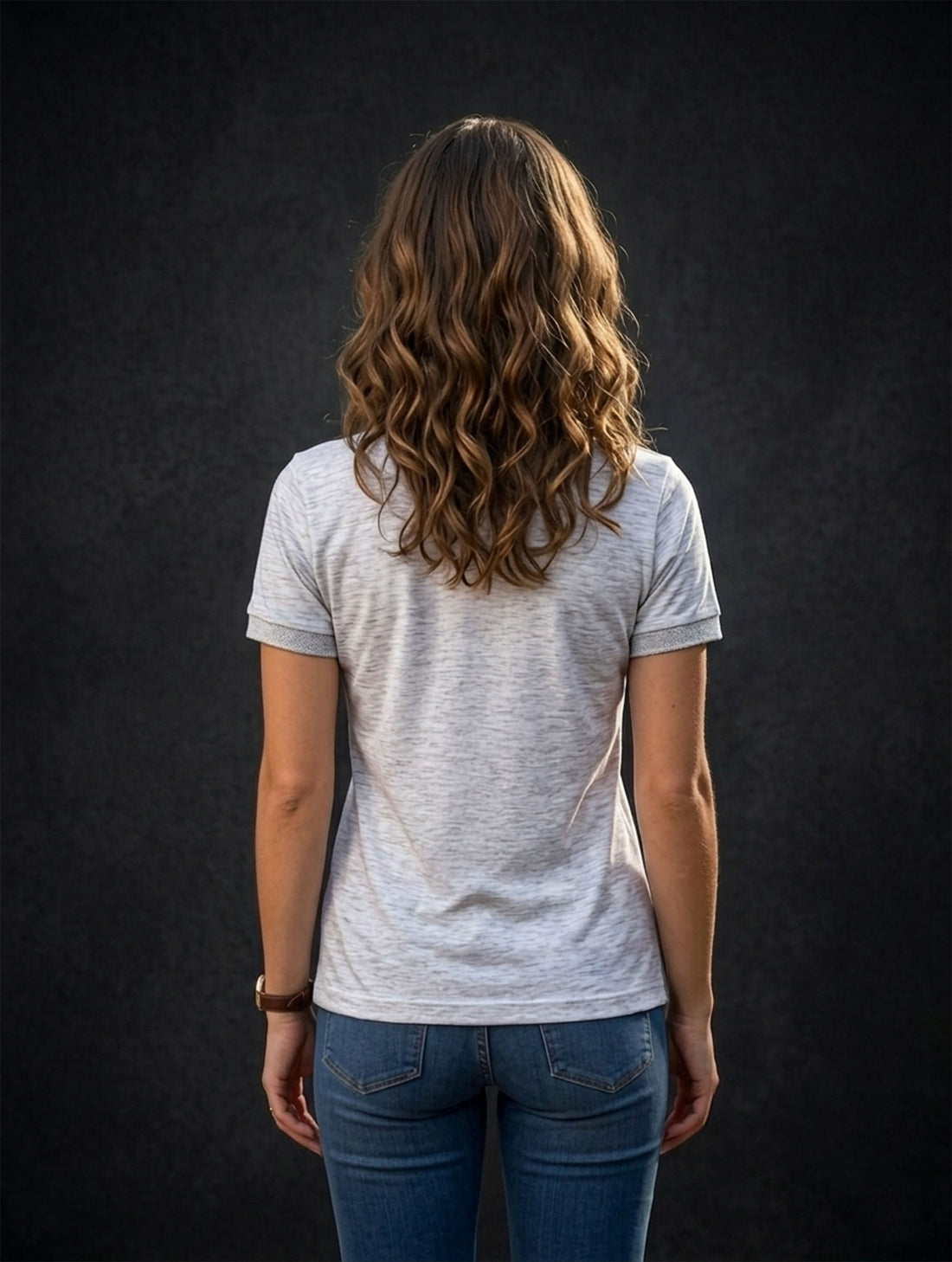 White Melange Polo T-Shirt