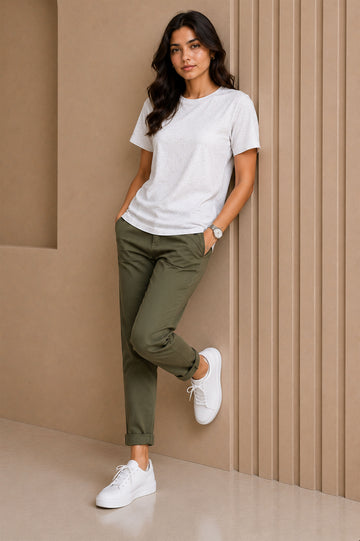 White Melange Regular T-Shirt