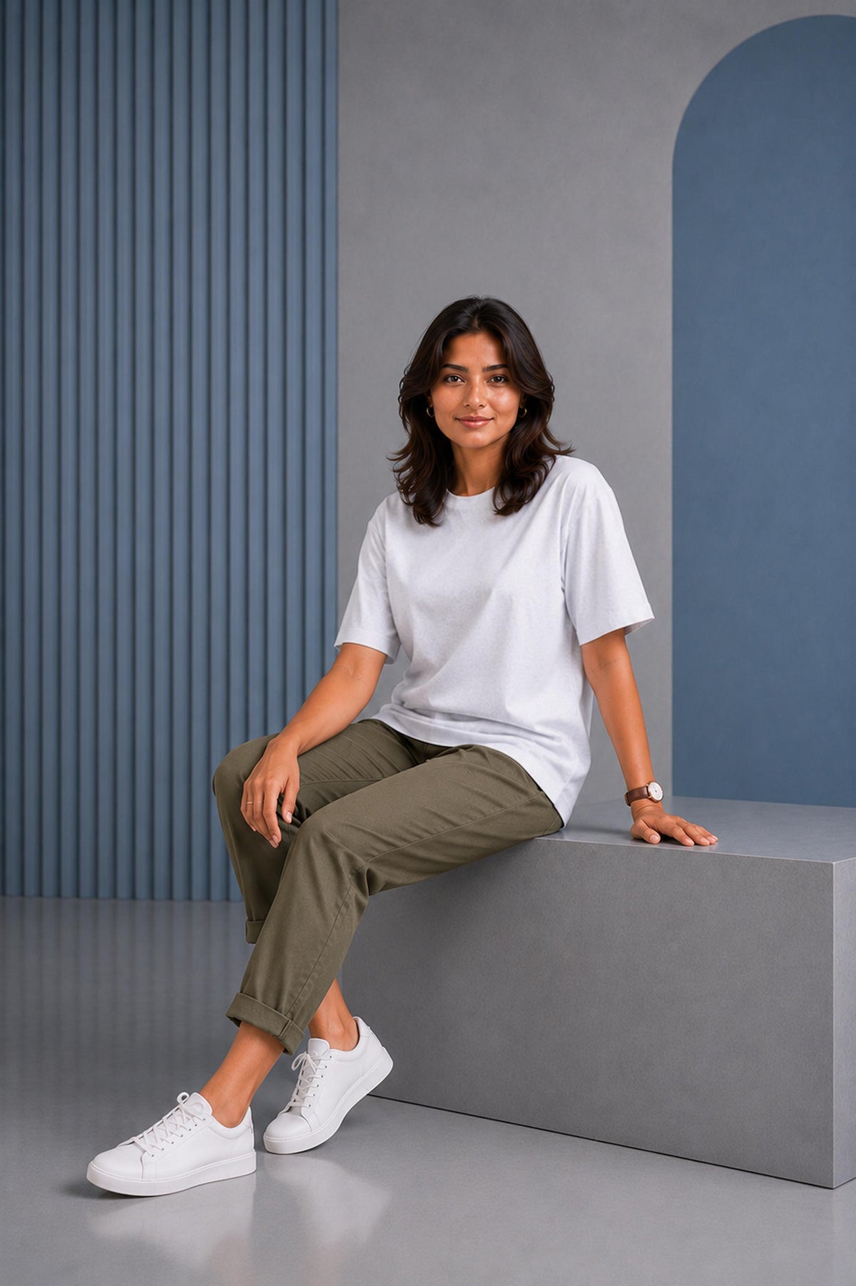White Melange Oversized T-Shirt