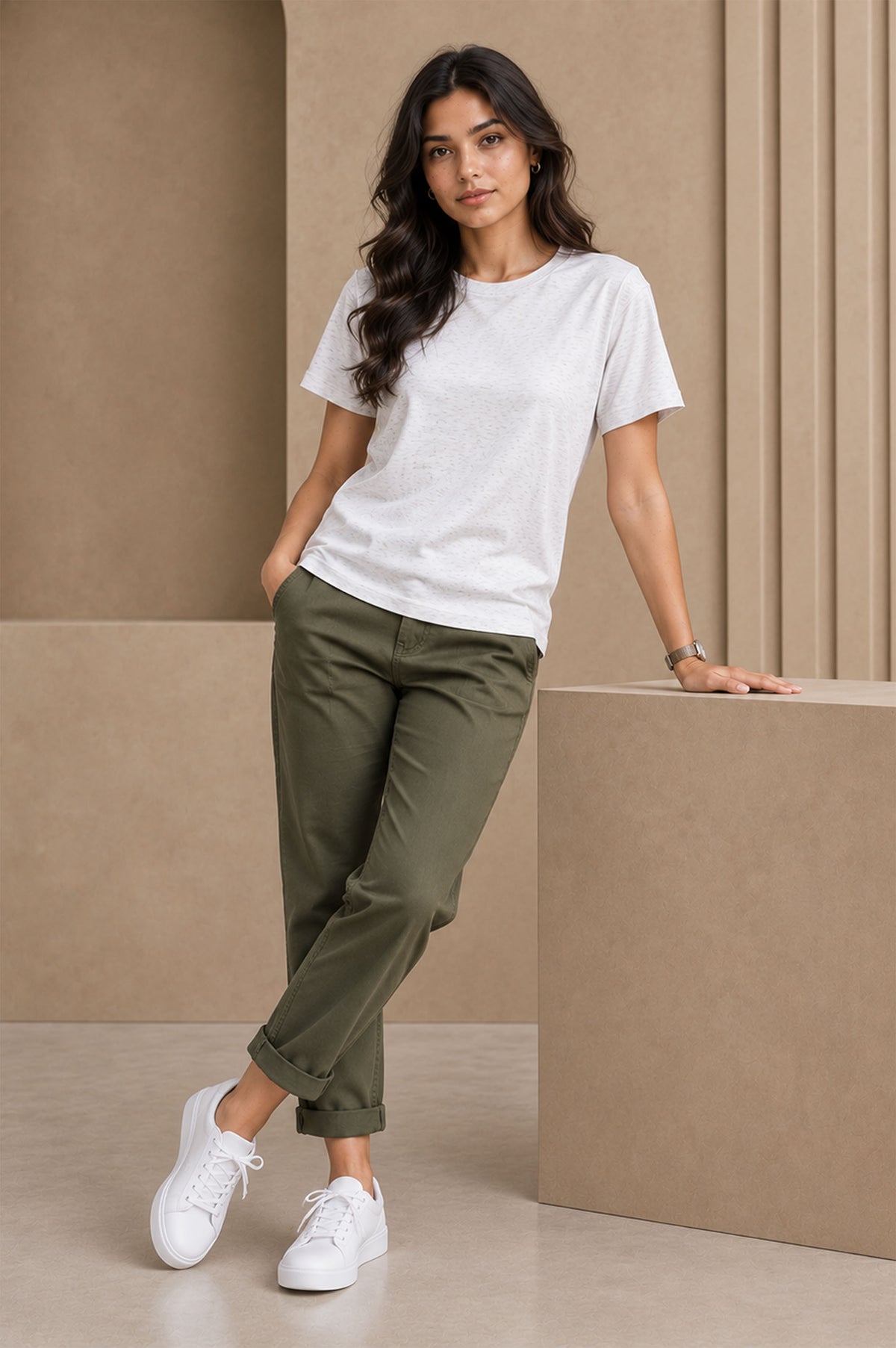 White Melange Regular T-Shirt