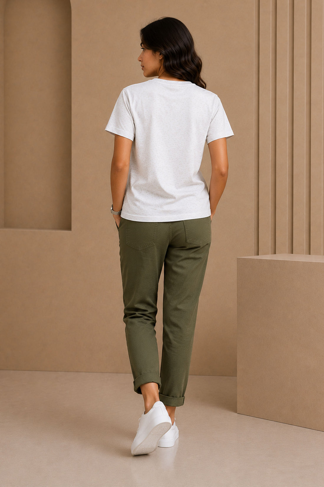 White Melange Regular T-Shirt