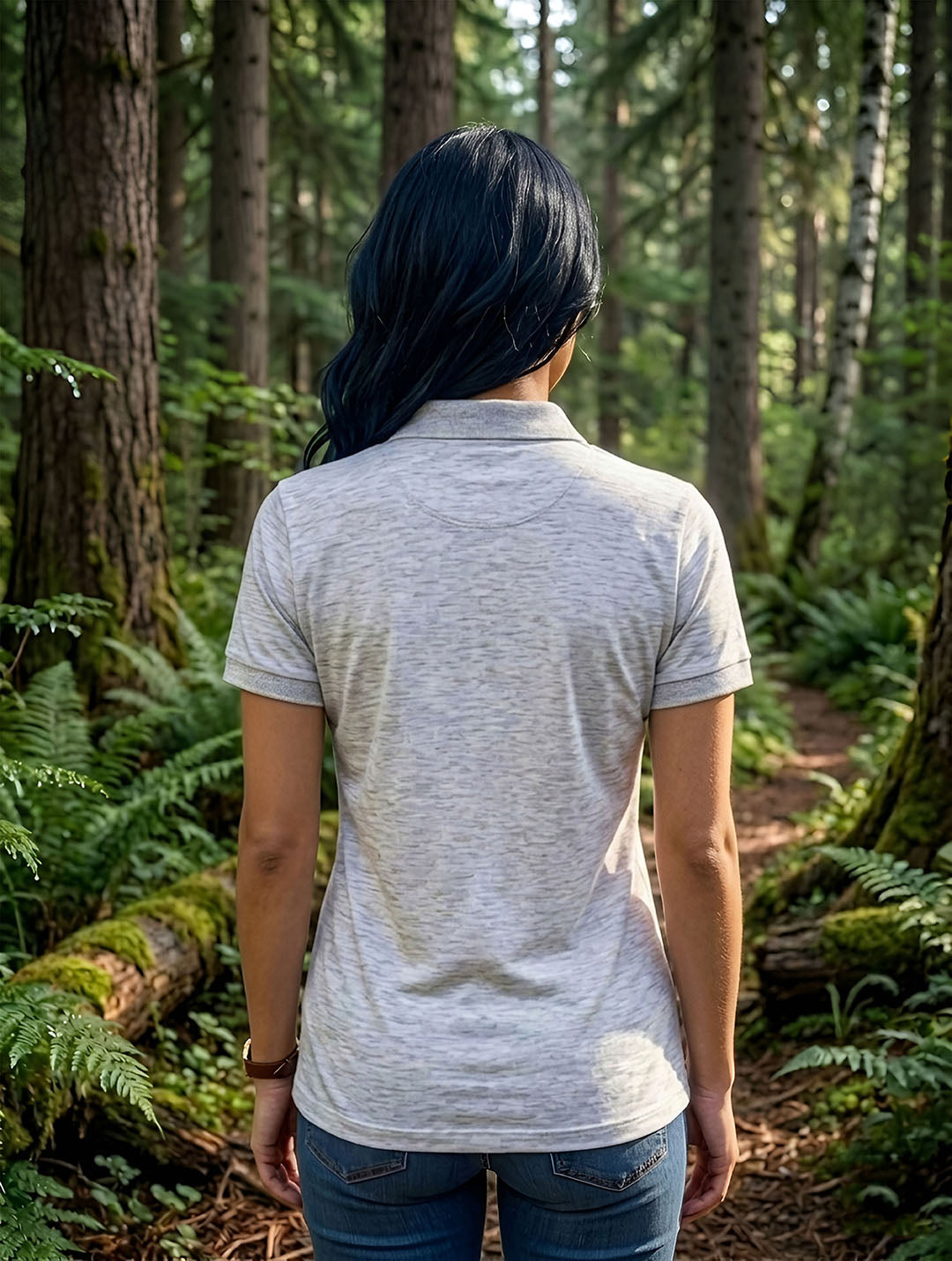 Womens Polo White Melange T-Shirt