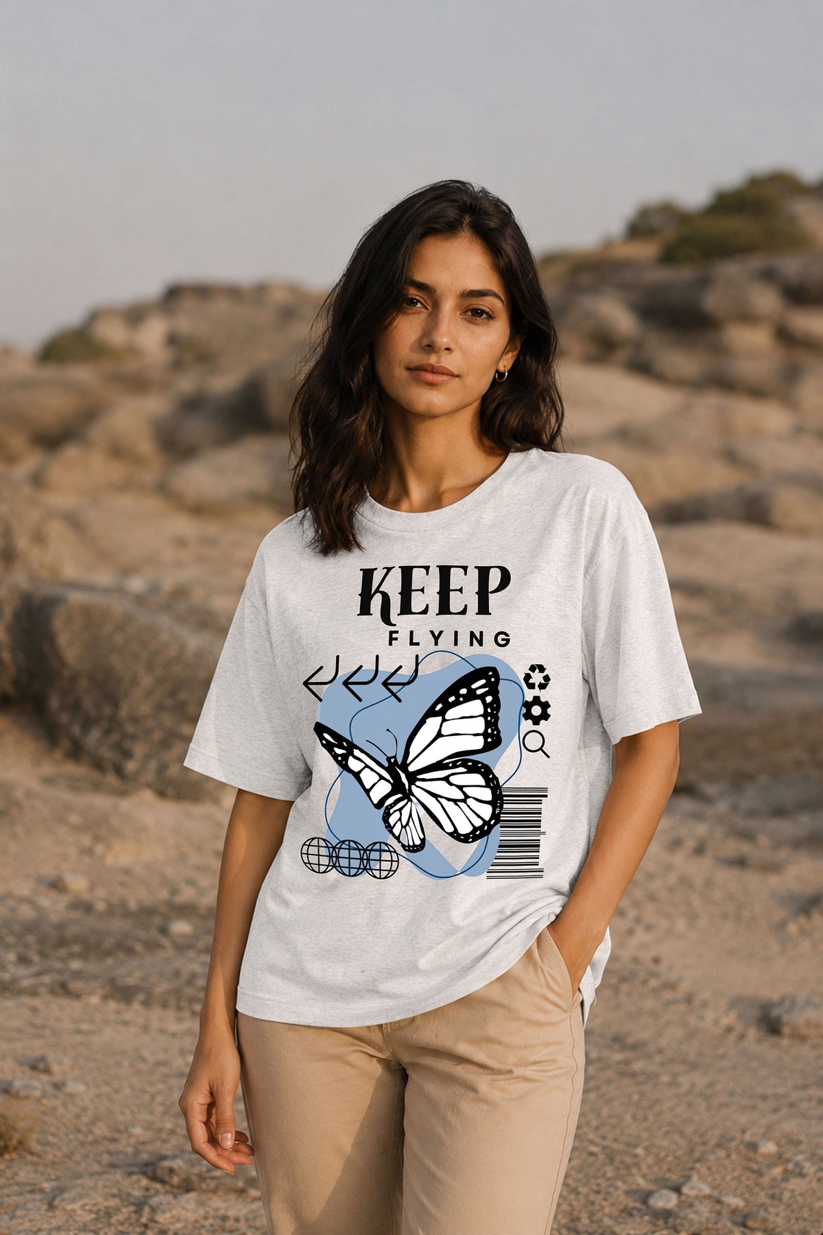 Graphic Oversized T-Shirt Keep Flying