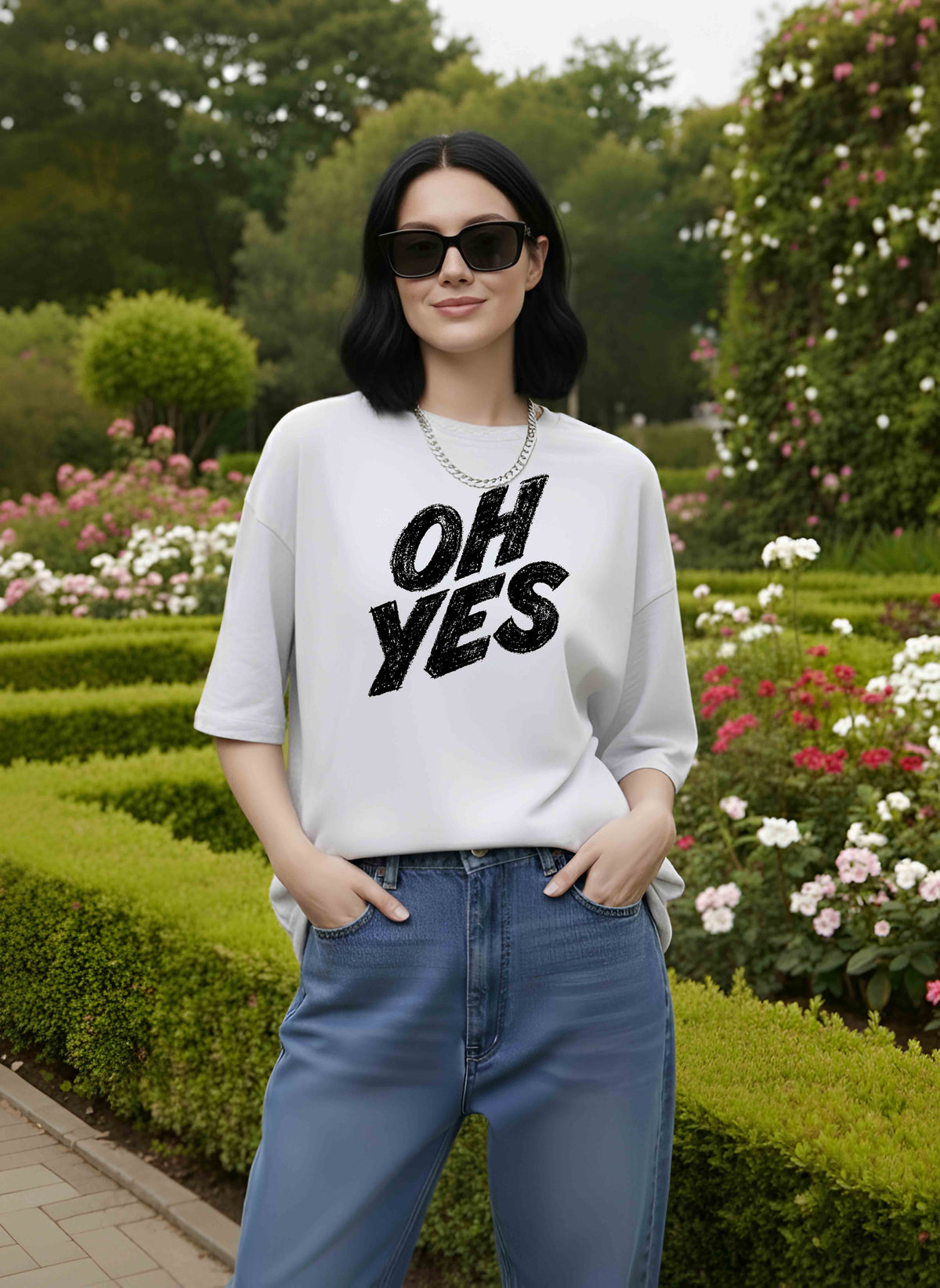 Graphic Oversized Tshirt Oh Yes