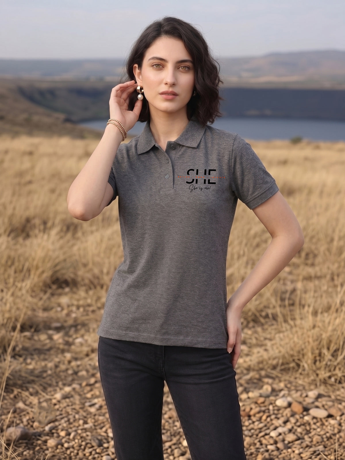 Womens Graphic Polo T-Shirt She