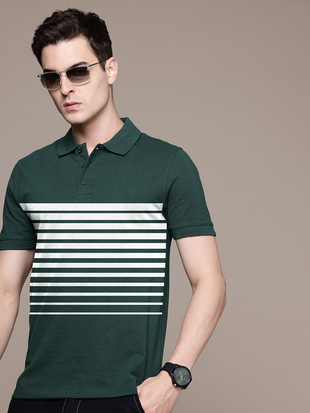 Graphic Polo Stripe Print T-Shirt