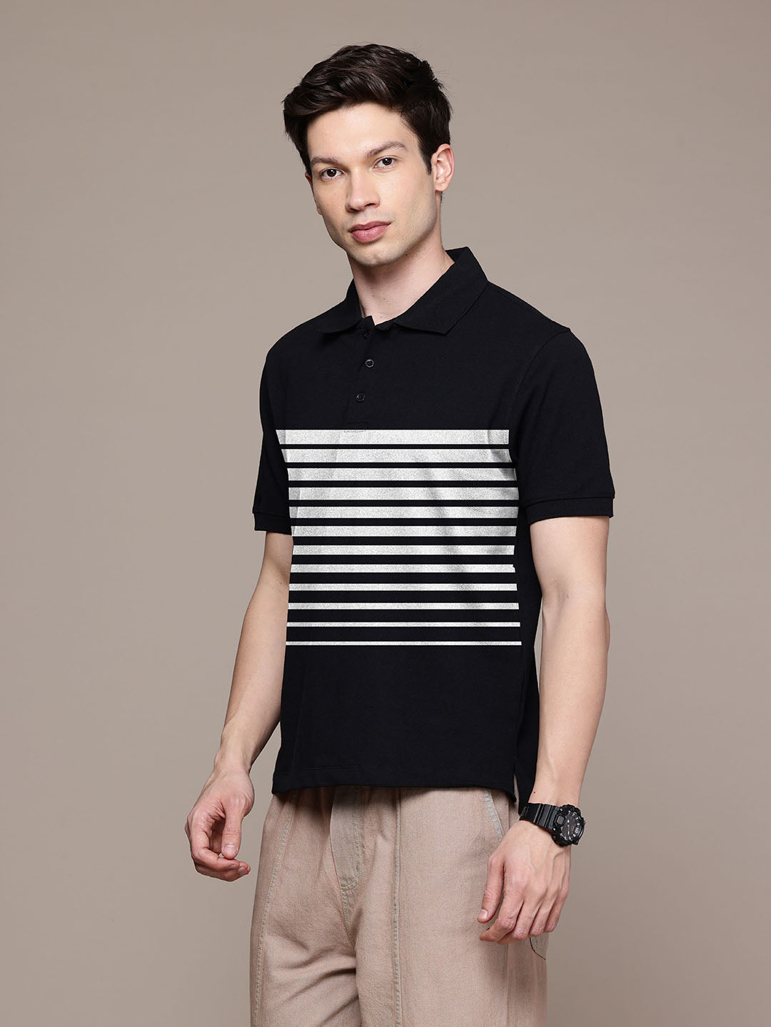 Graphic Polo Stripe Print T-Shirt