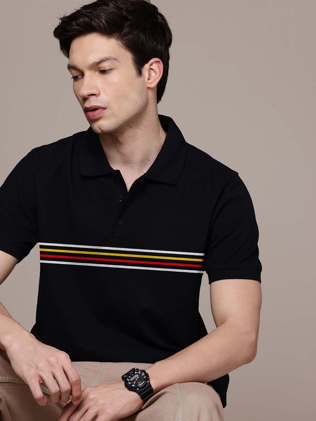 Graphic Polo Stripe Print T-Shirt