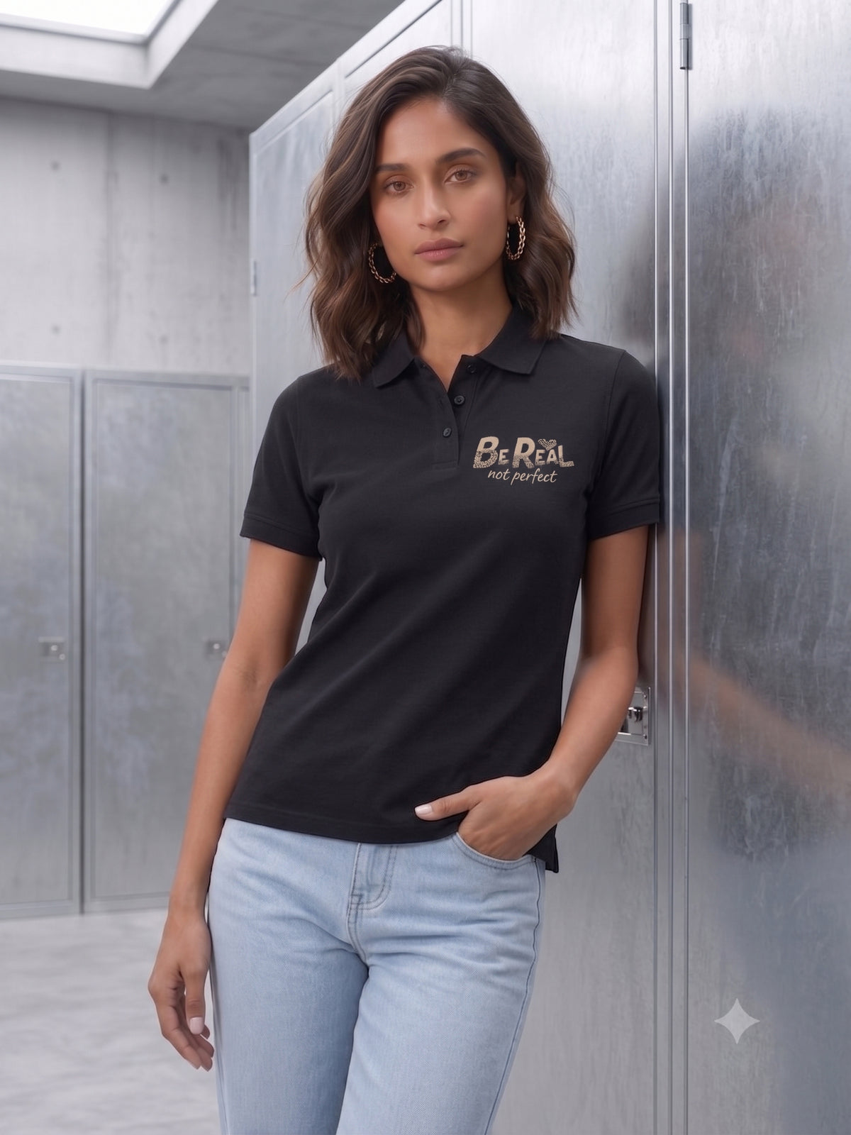 Womens Graphic Polo T-Shirt Be Real