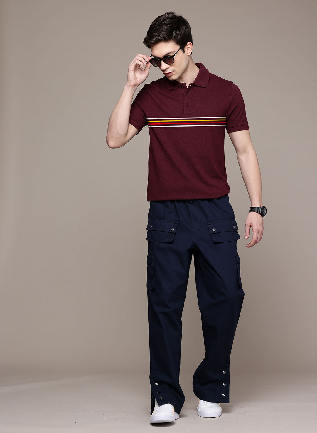 Graphic Polo Stripe Print T-Shirt