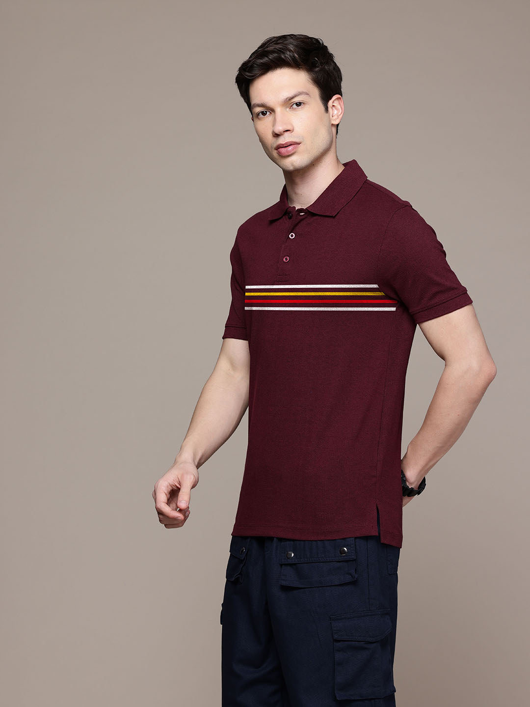Graphic Polo Stripe Print T-Shirt