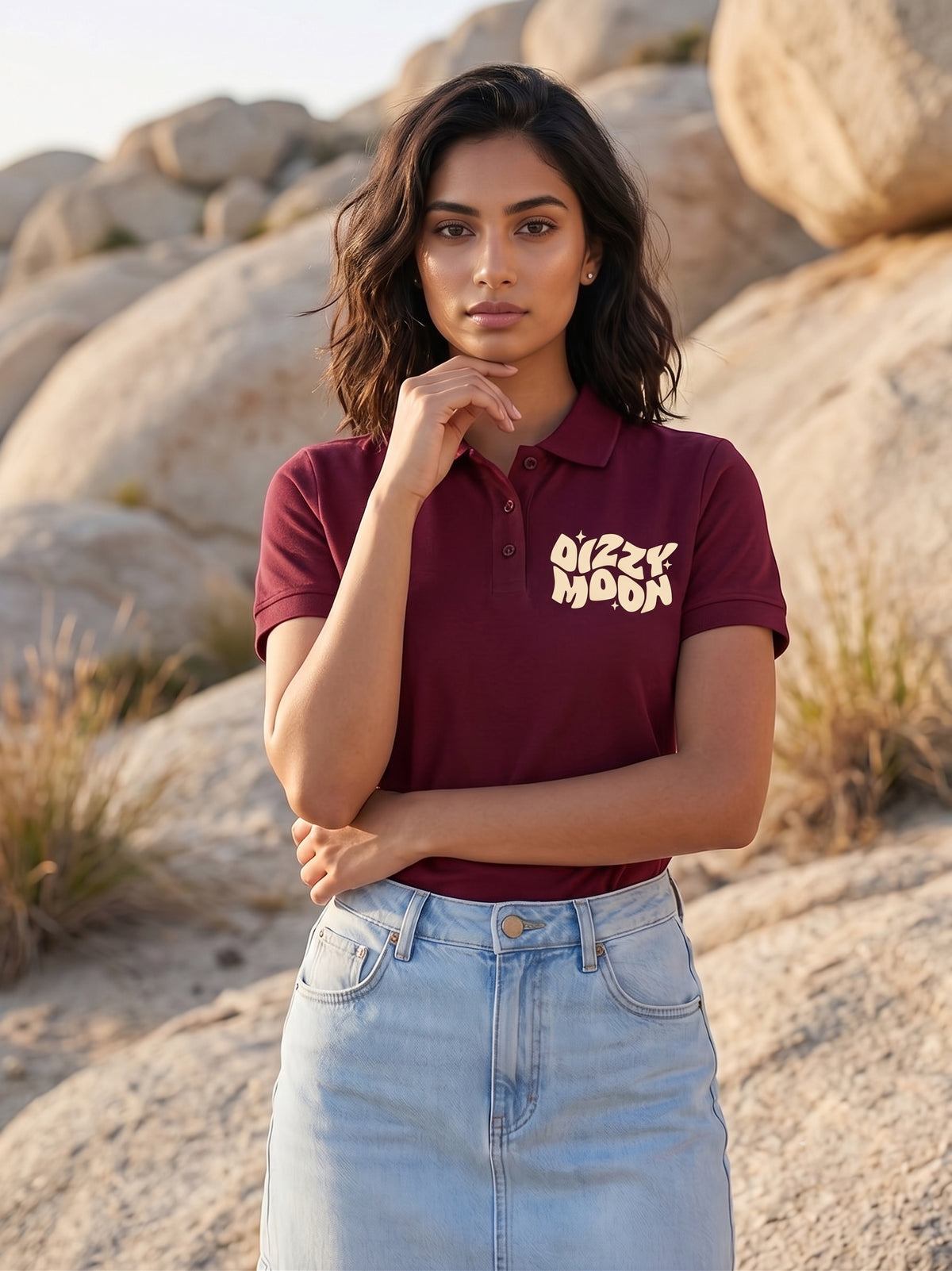 Womens Graphic Polo T-Shirt Dizzy
