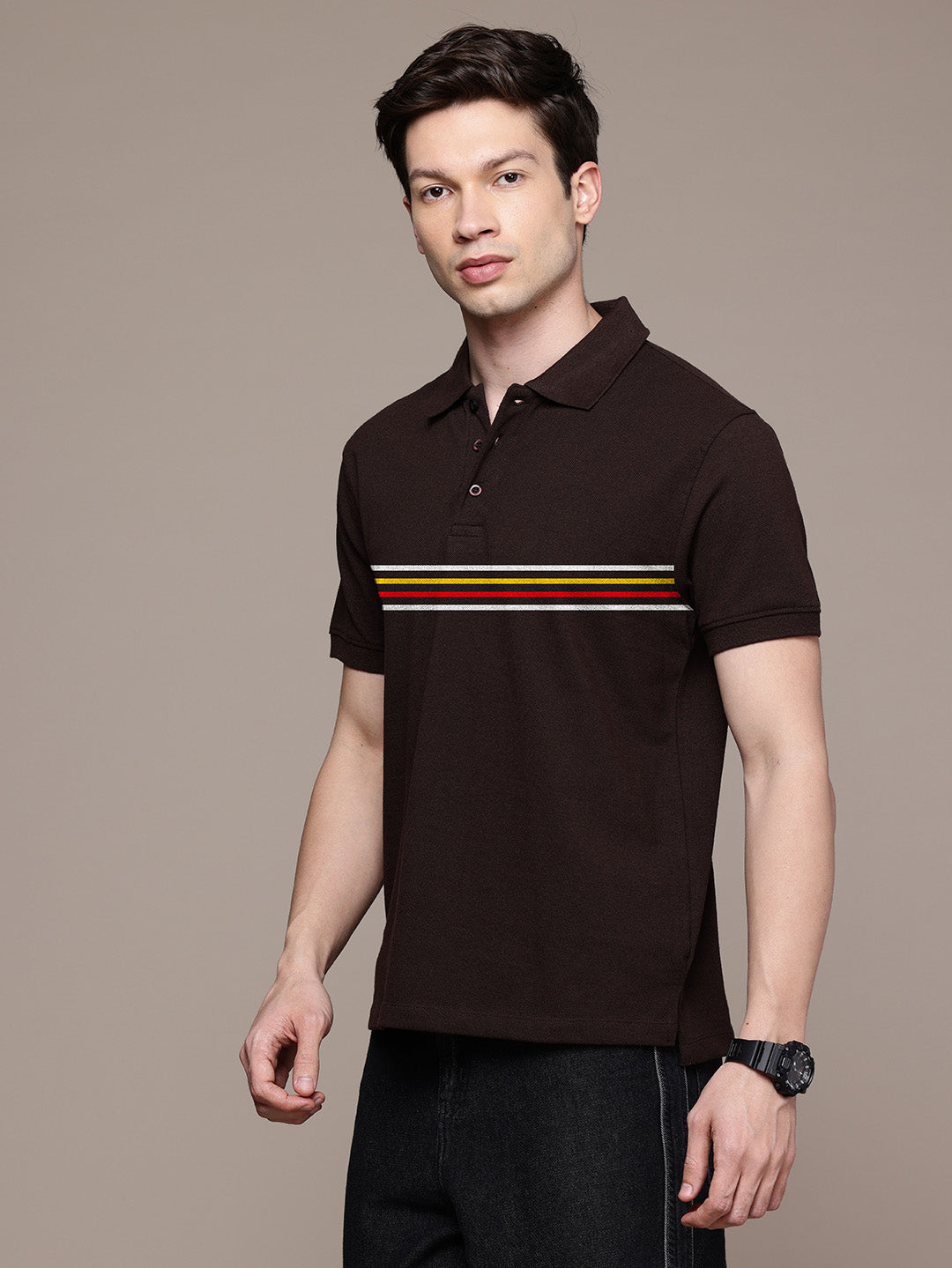 Graphic Polo Stripe Print T-Shirt