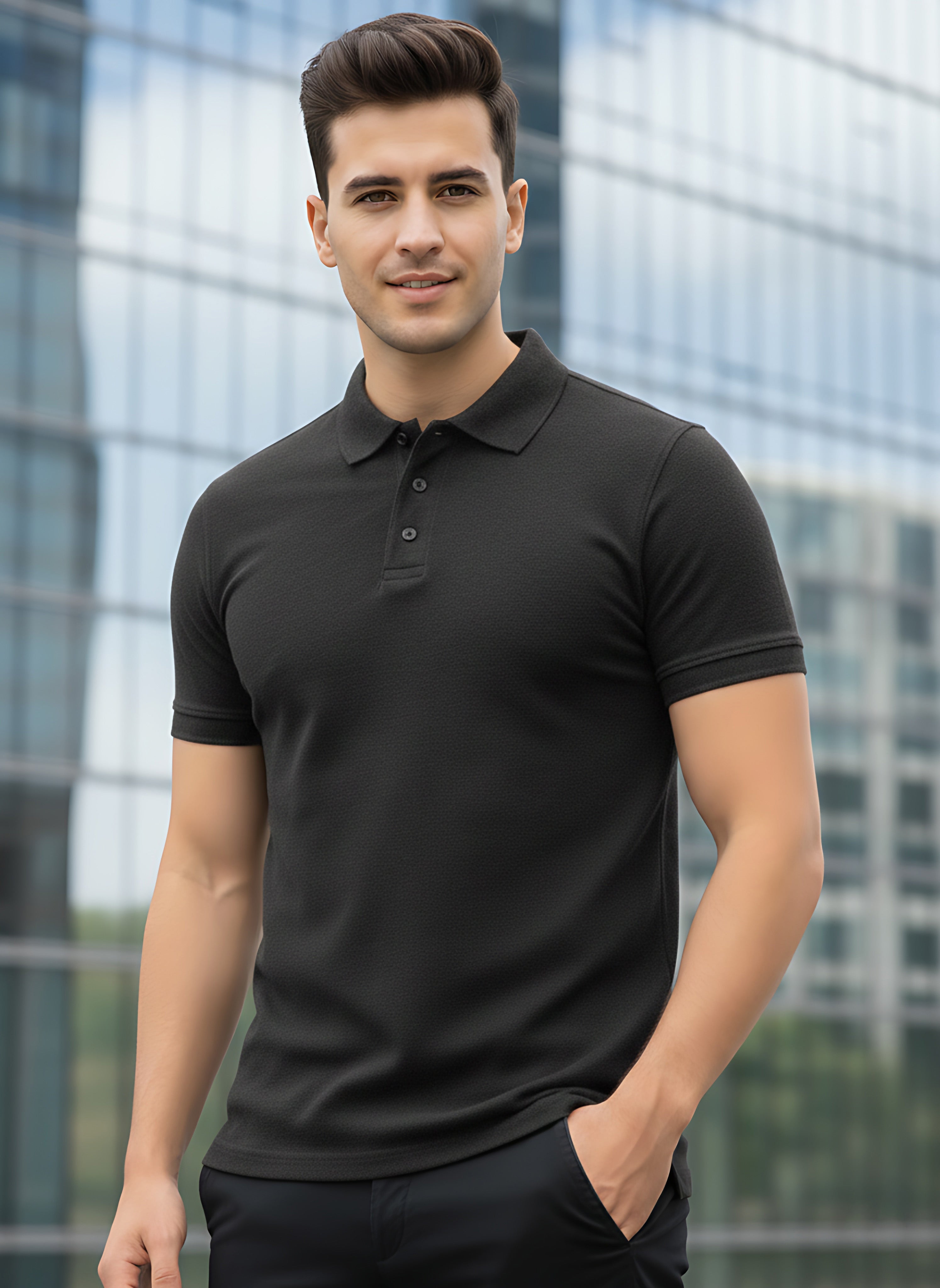 Charcoal Melange Polo T-Shirt