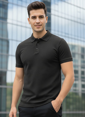 Charcoal Melange Polo T-Shirt