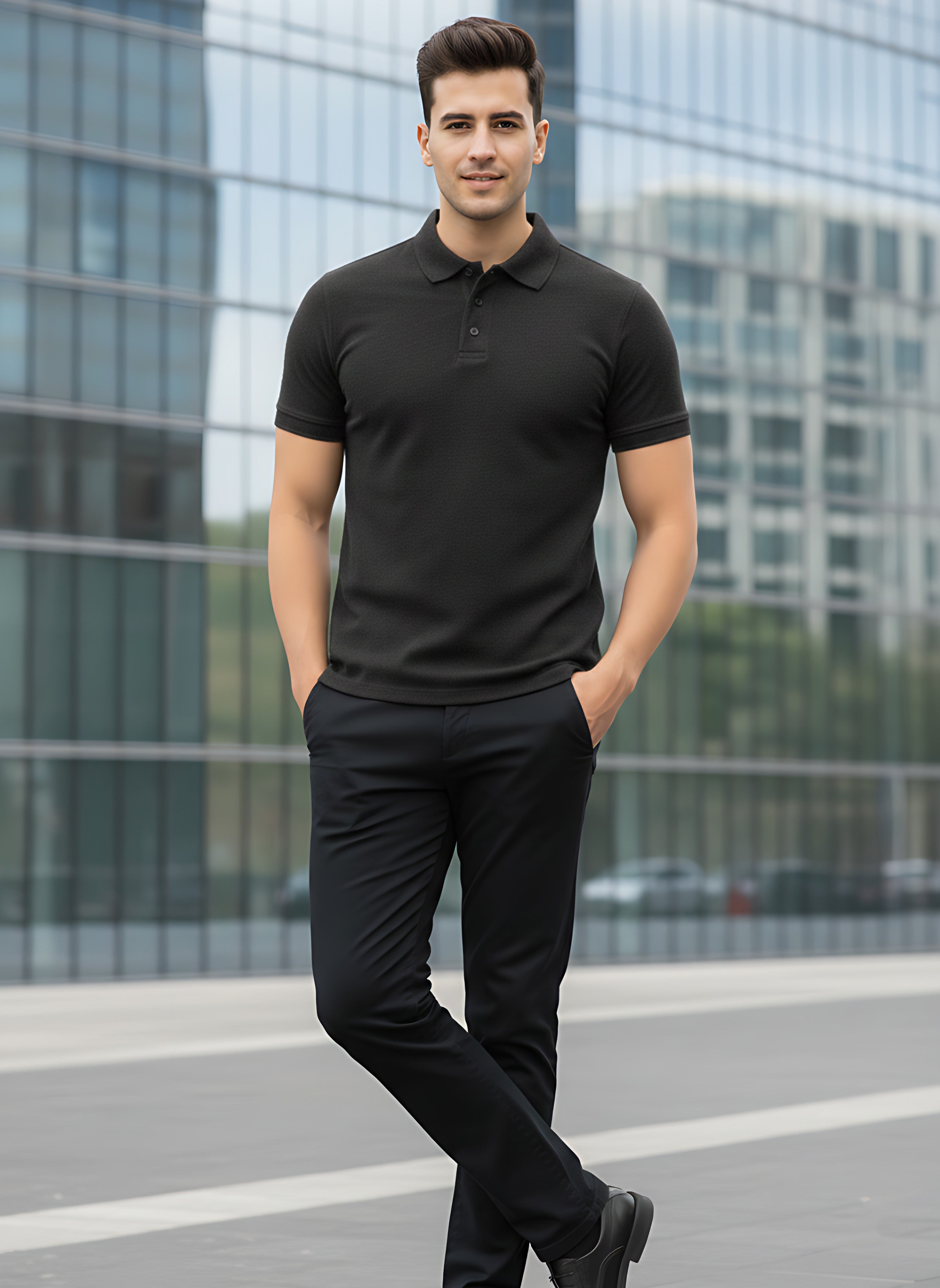 Charcoal Melange Polo T-Shirt