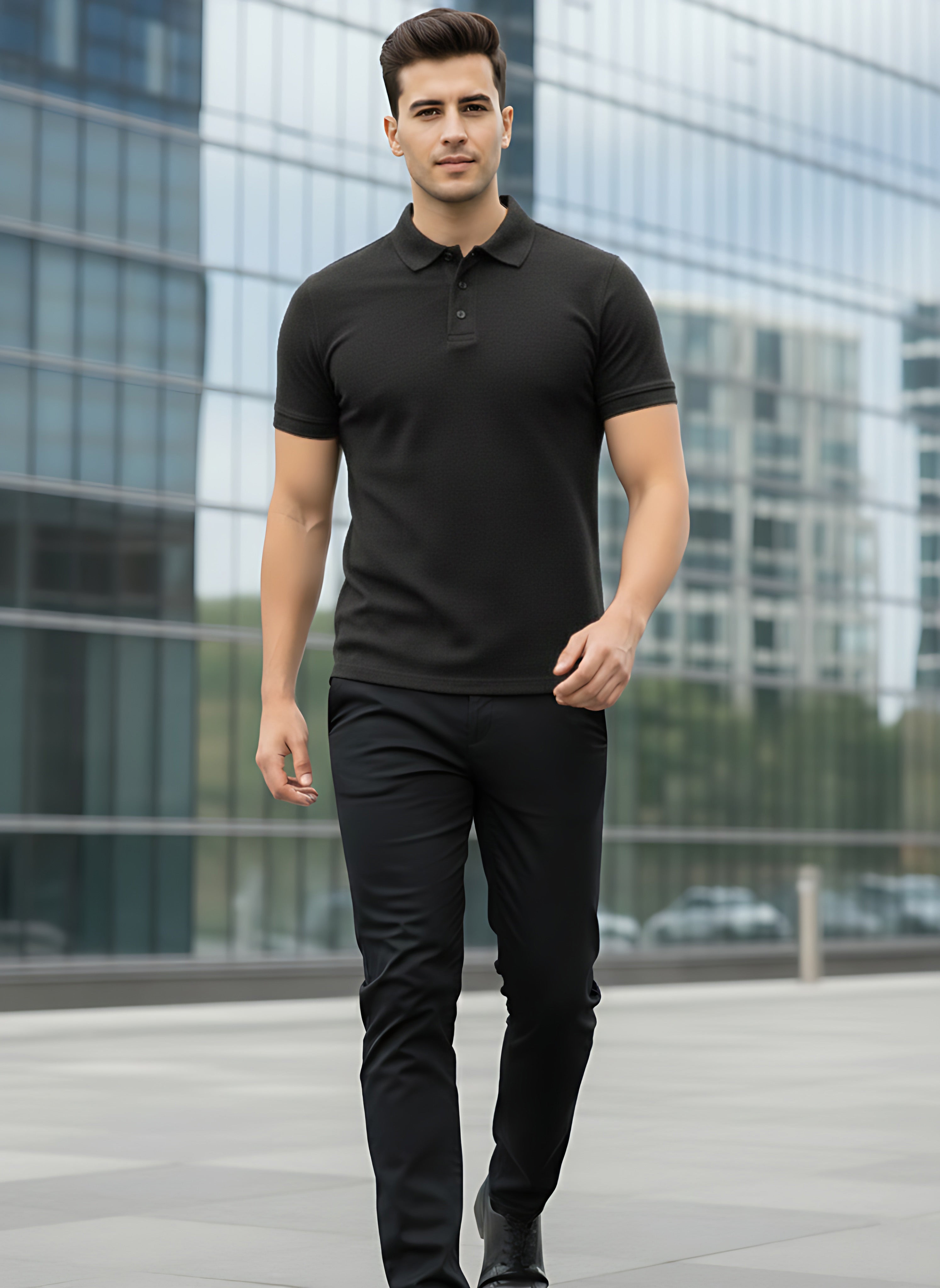 Charcoal Melange Polo T-Shirt
