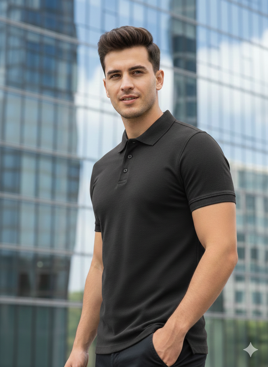 Charcoal Melange Polo T-Shirt