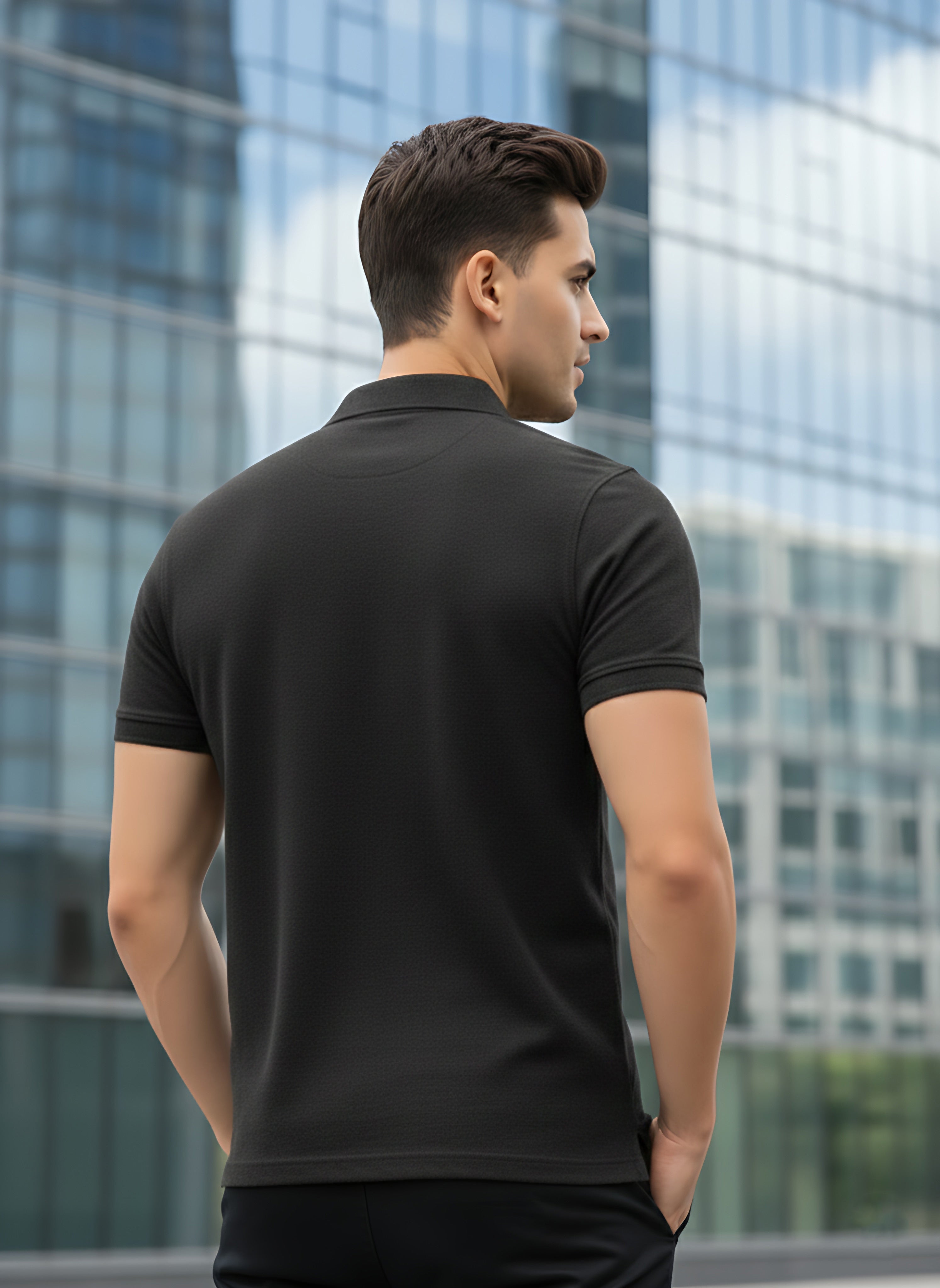 Charcoal Melange Polo T-Shirt