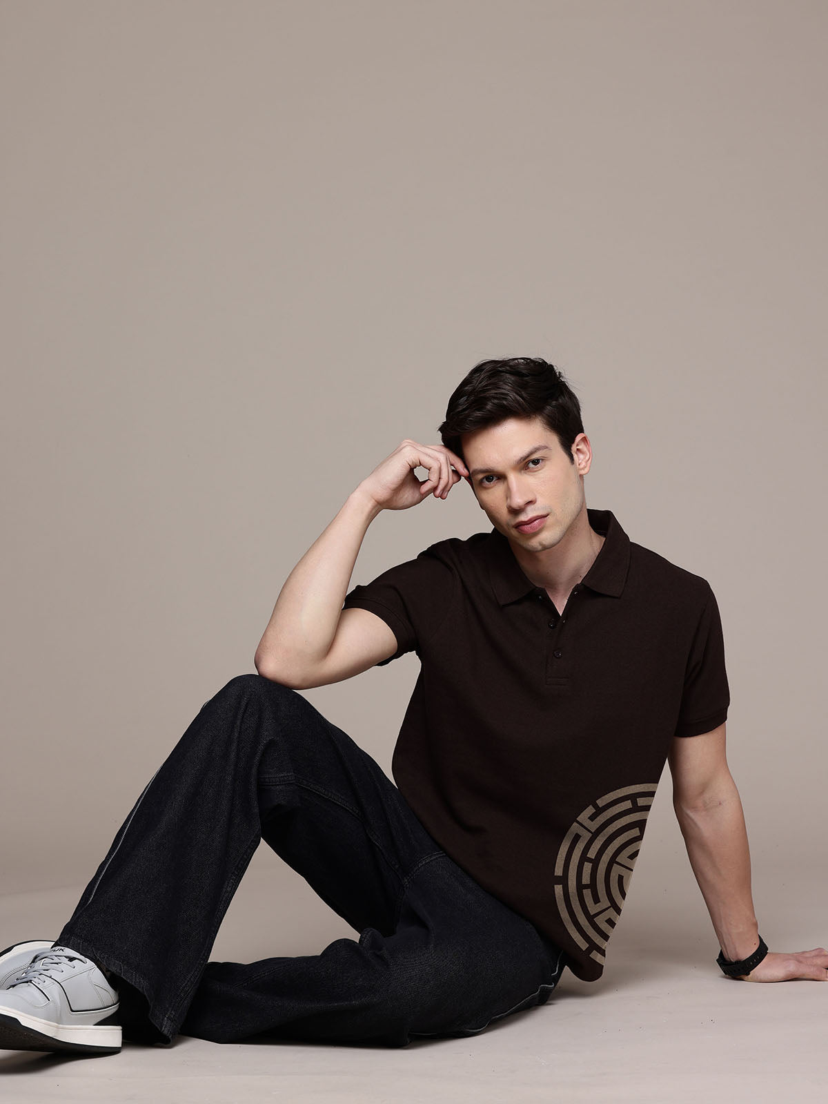 Graphic Polo Semi Circle Print T-Shirt