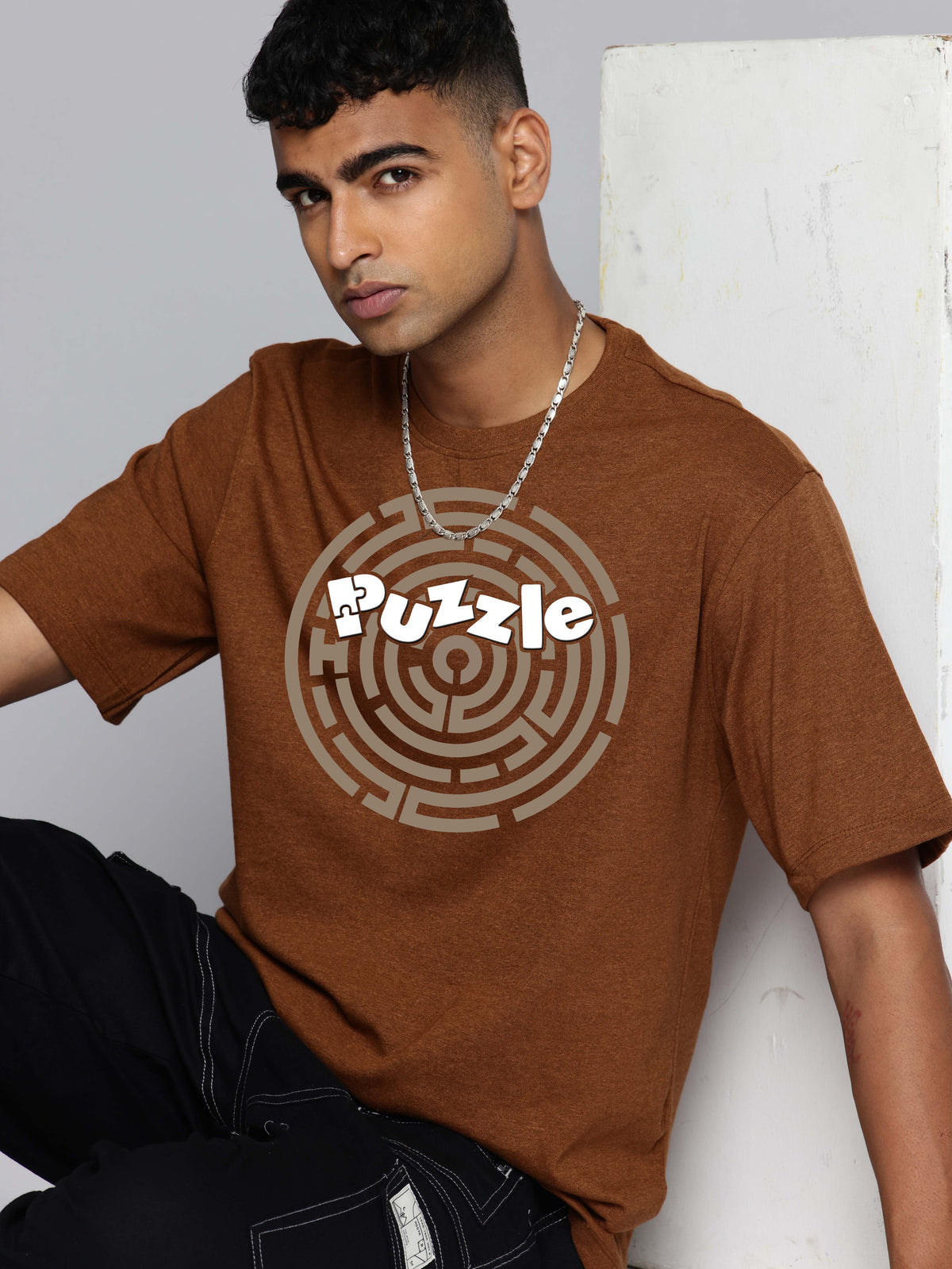Graphic Oversized Circle Puzzle Tshirt