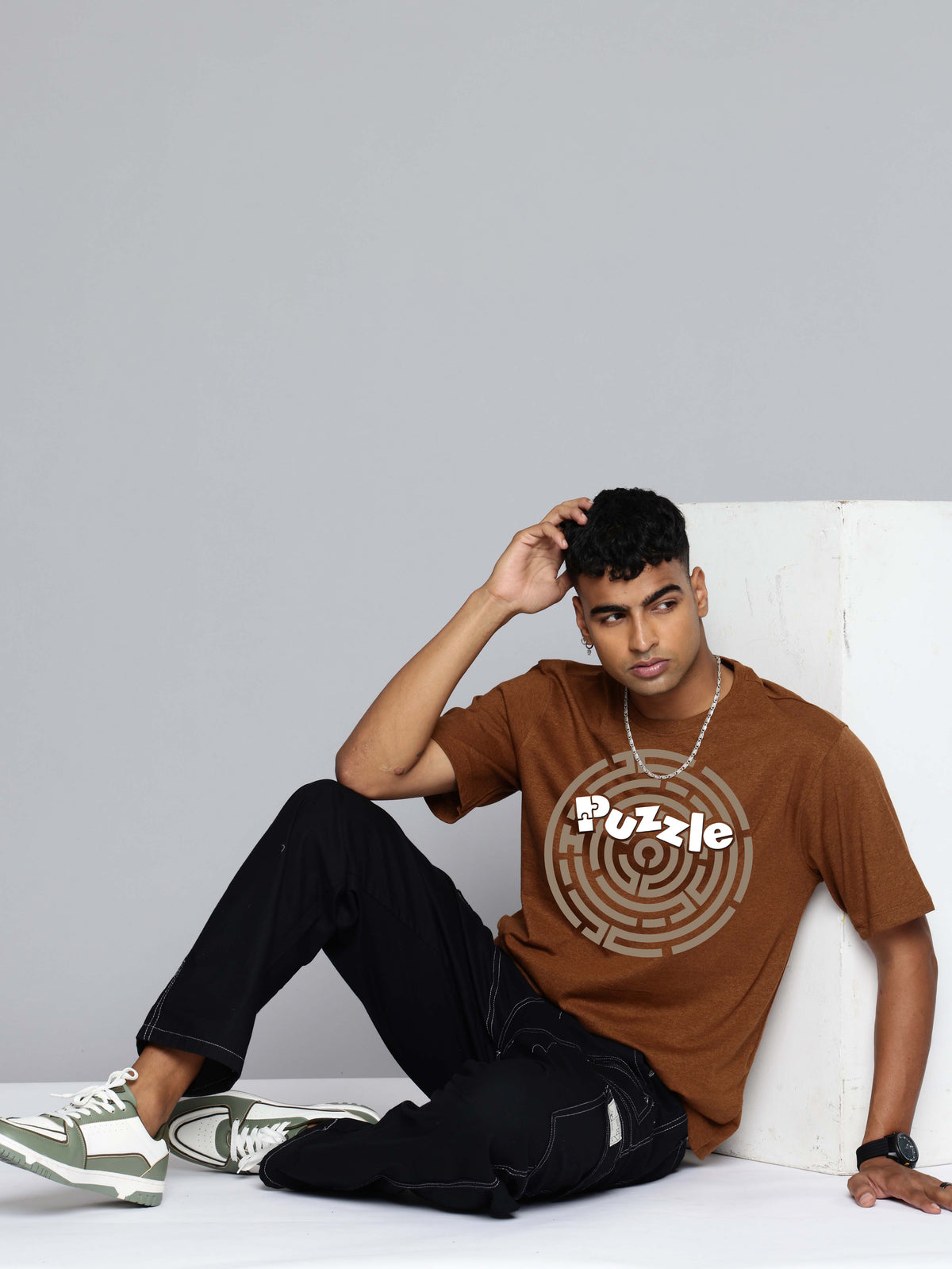 Graphic Oversized Circle Puzzle Tshirt