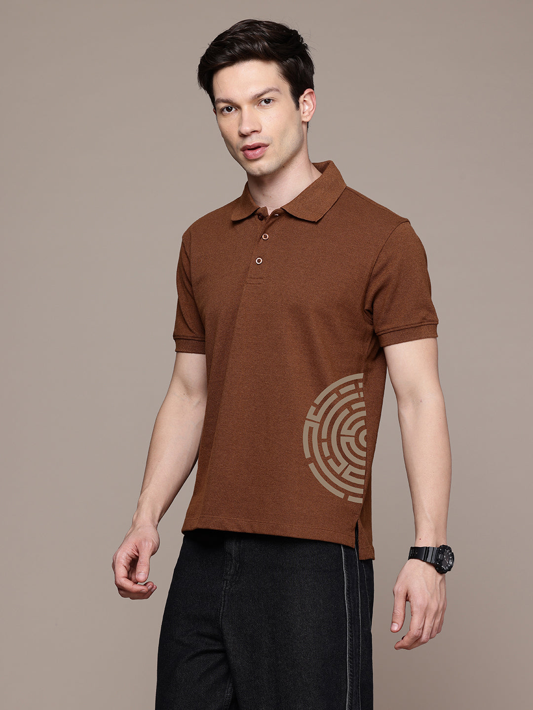 Graphic Polo Semi Circle Print T-Shirt