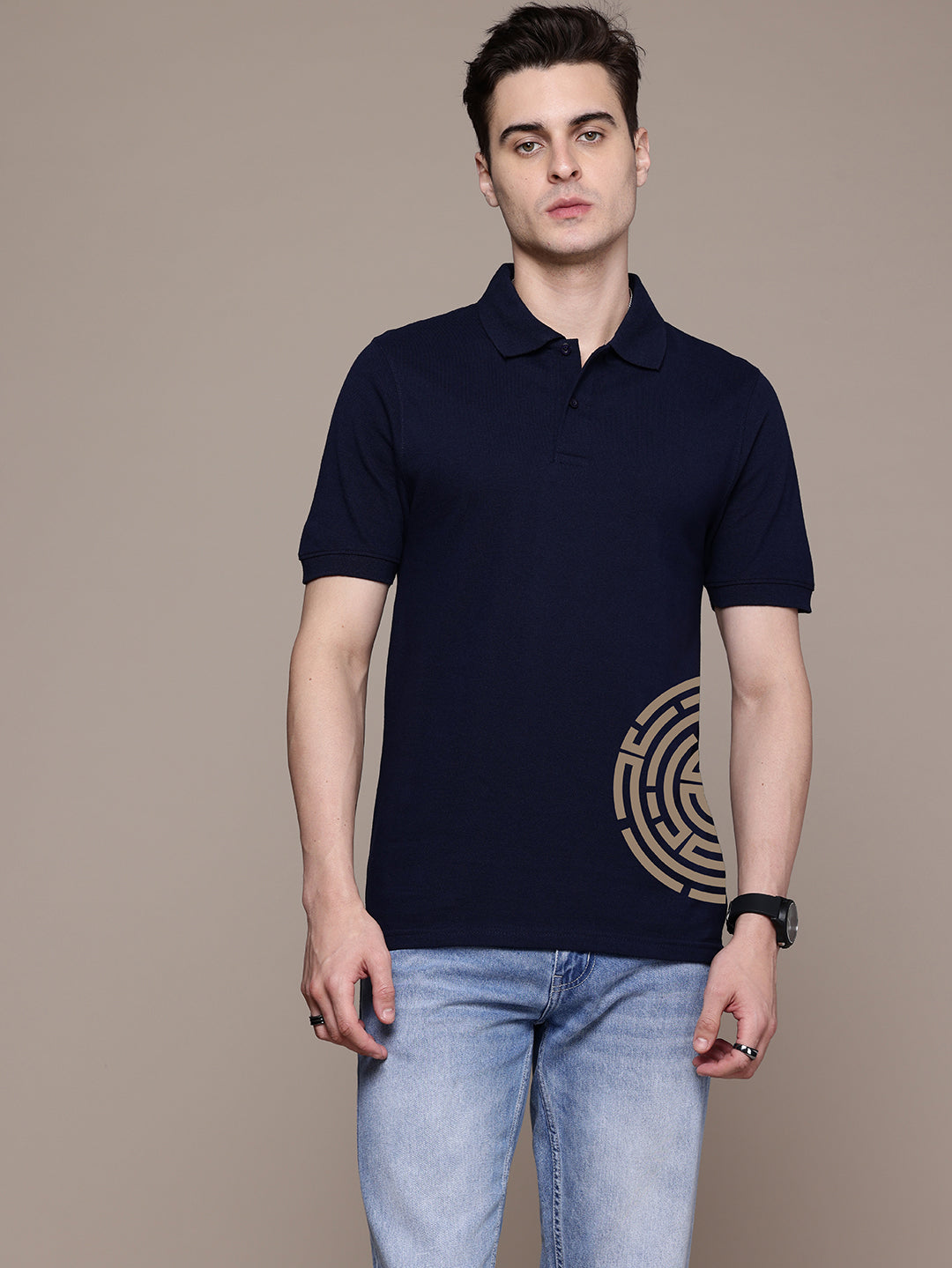 Graphic Polo Semi Circle Print T-Shirt