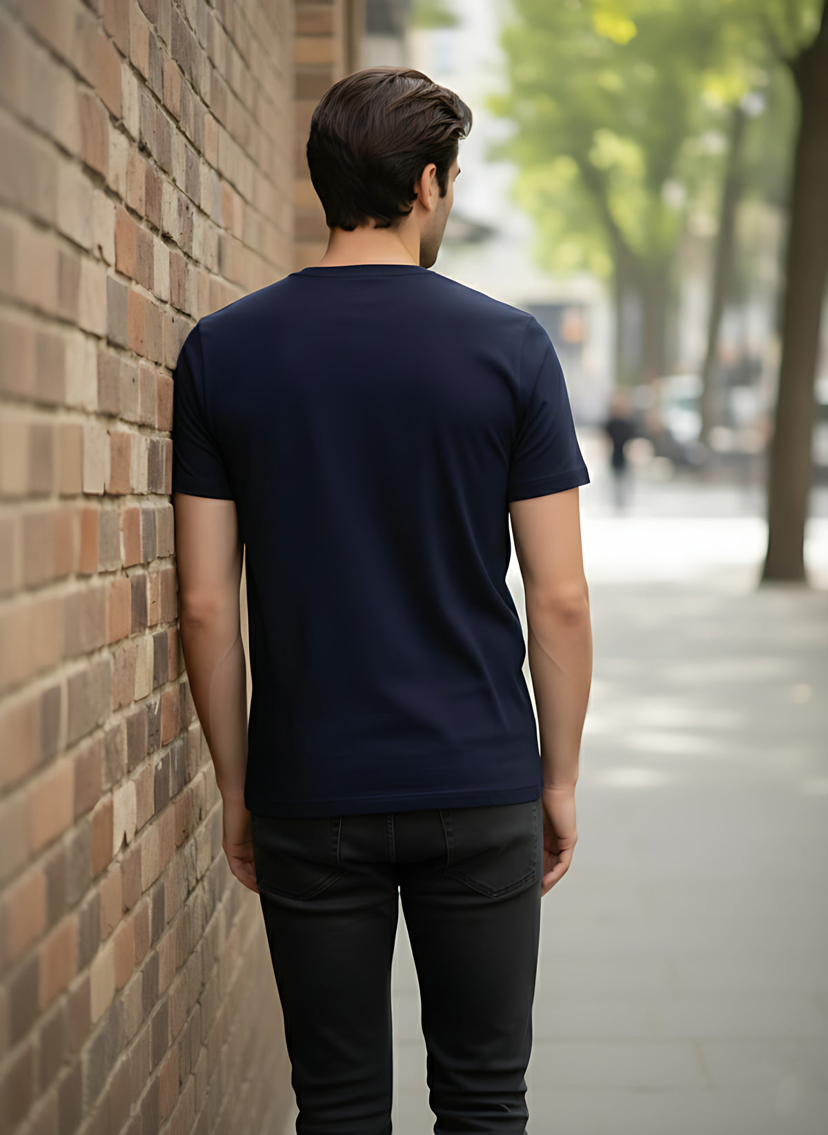 Mens Graphic Regular Half Navy T-Shirt