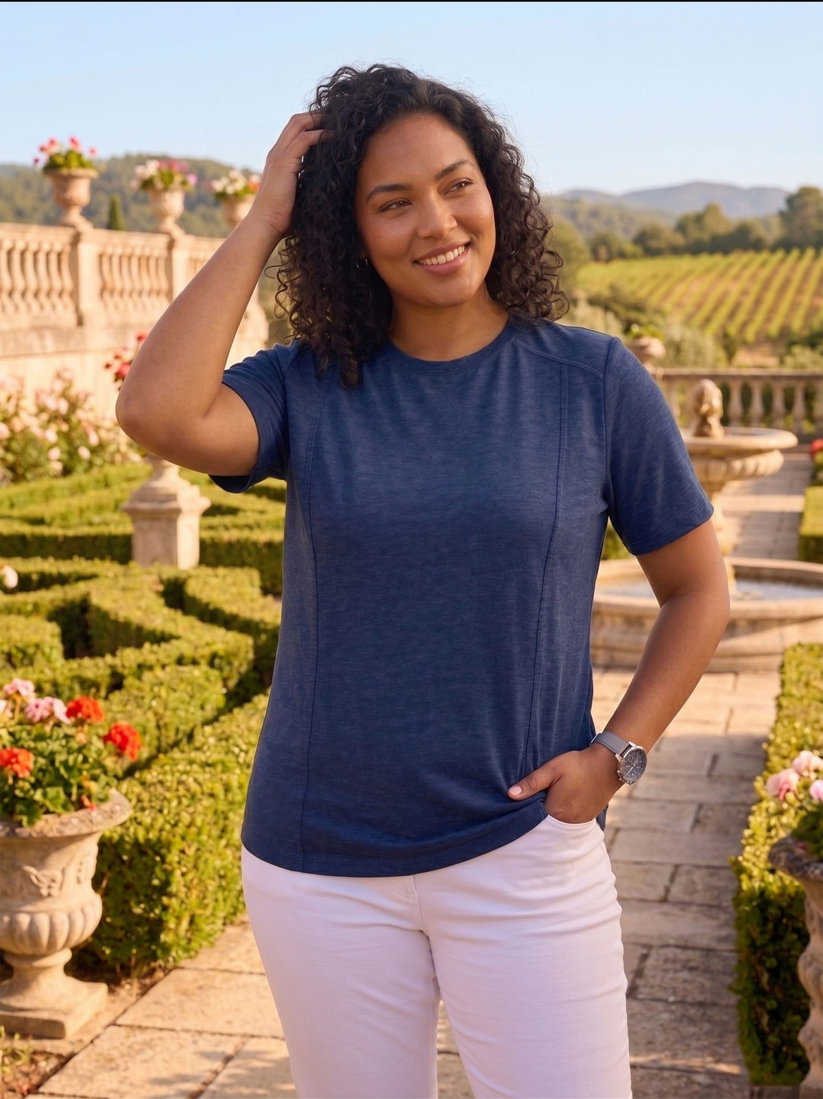 Navy Melange Plus Size T-Shirt
