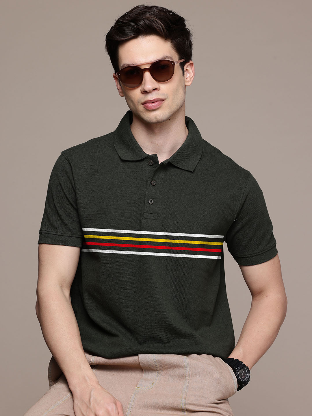 Graphic Polo Stripe Print T-Shirt