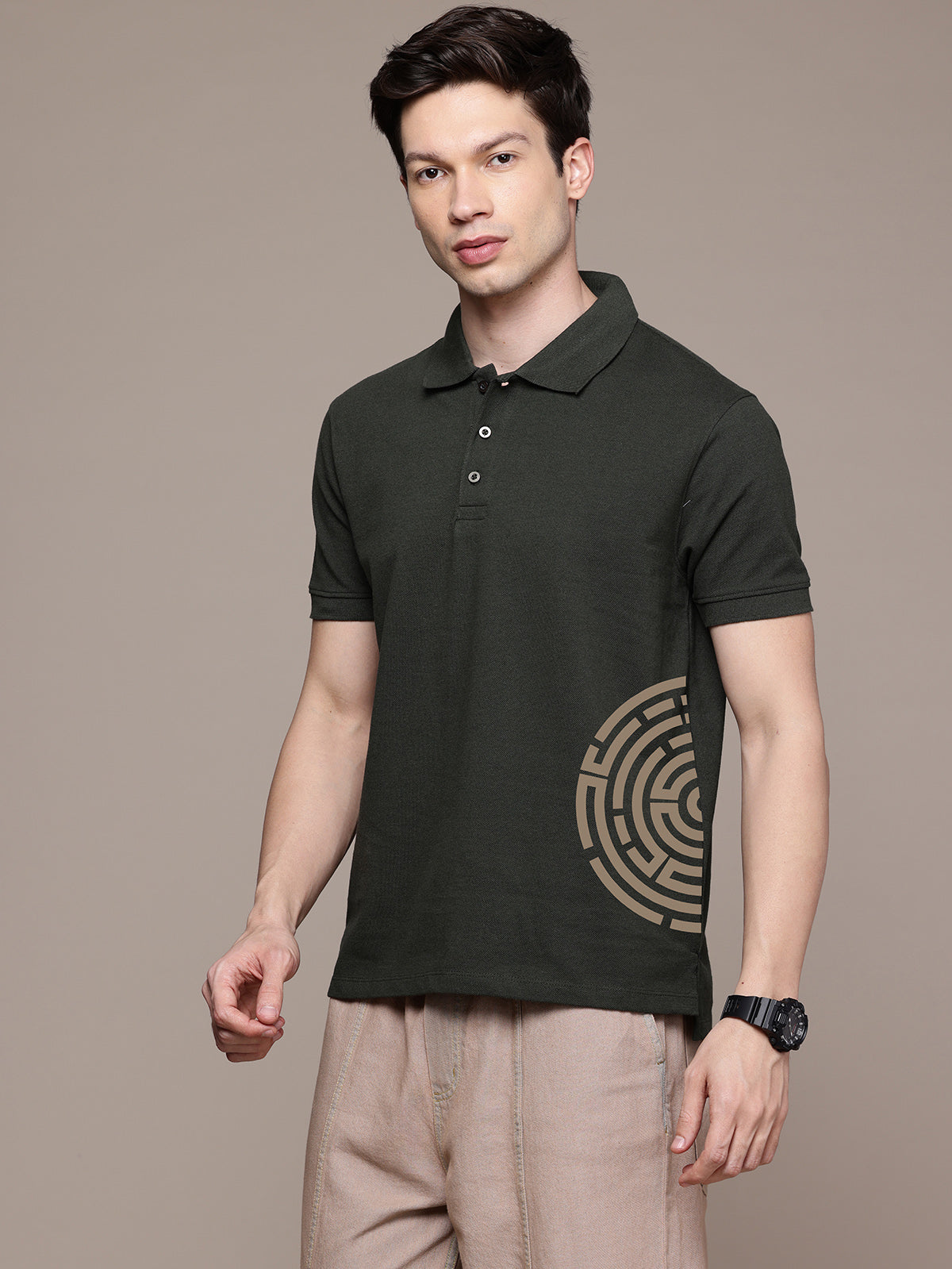 Graphic Polo Semi Circle Print T-Shirt