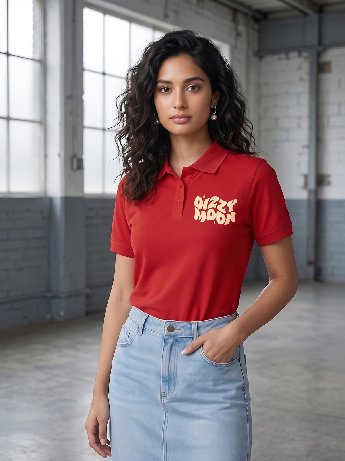 Womens Graphic Polo T-Shirt Dizzy