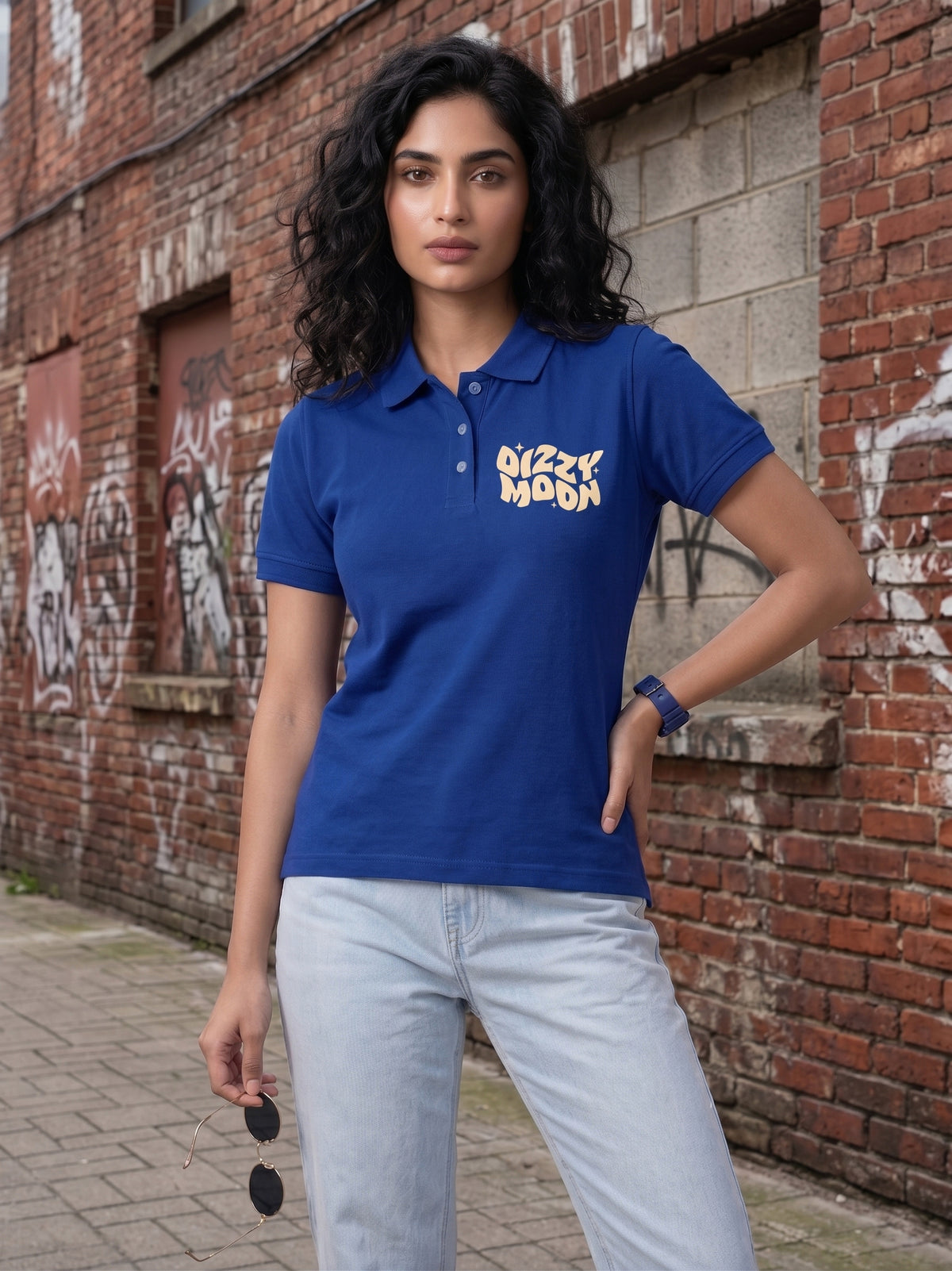 Womens Graphic Polo T-Shirt Dizzy