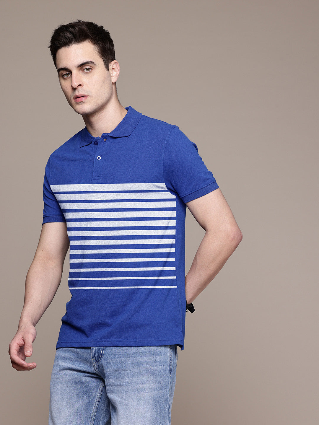 Graphic Polo Stripe Print T-Shirt