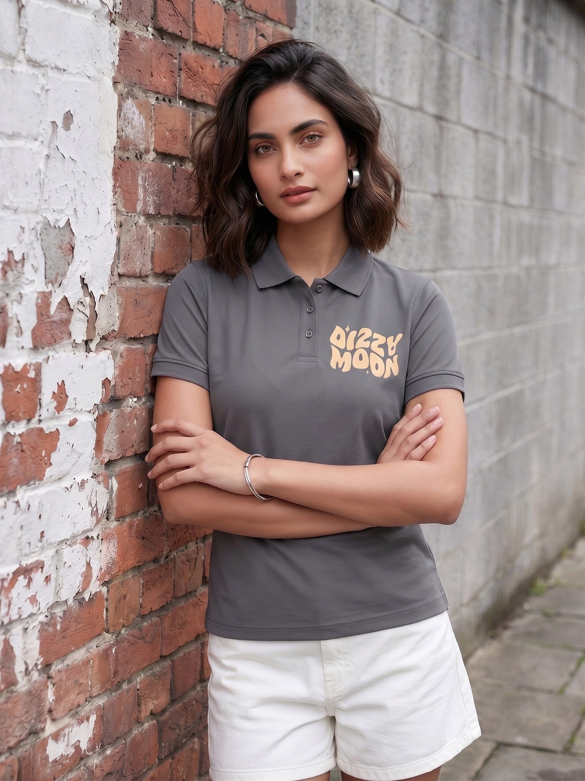 Womens Graphic Polo T-Shirt Dizzy