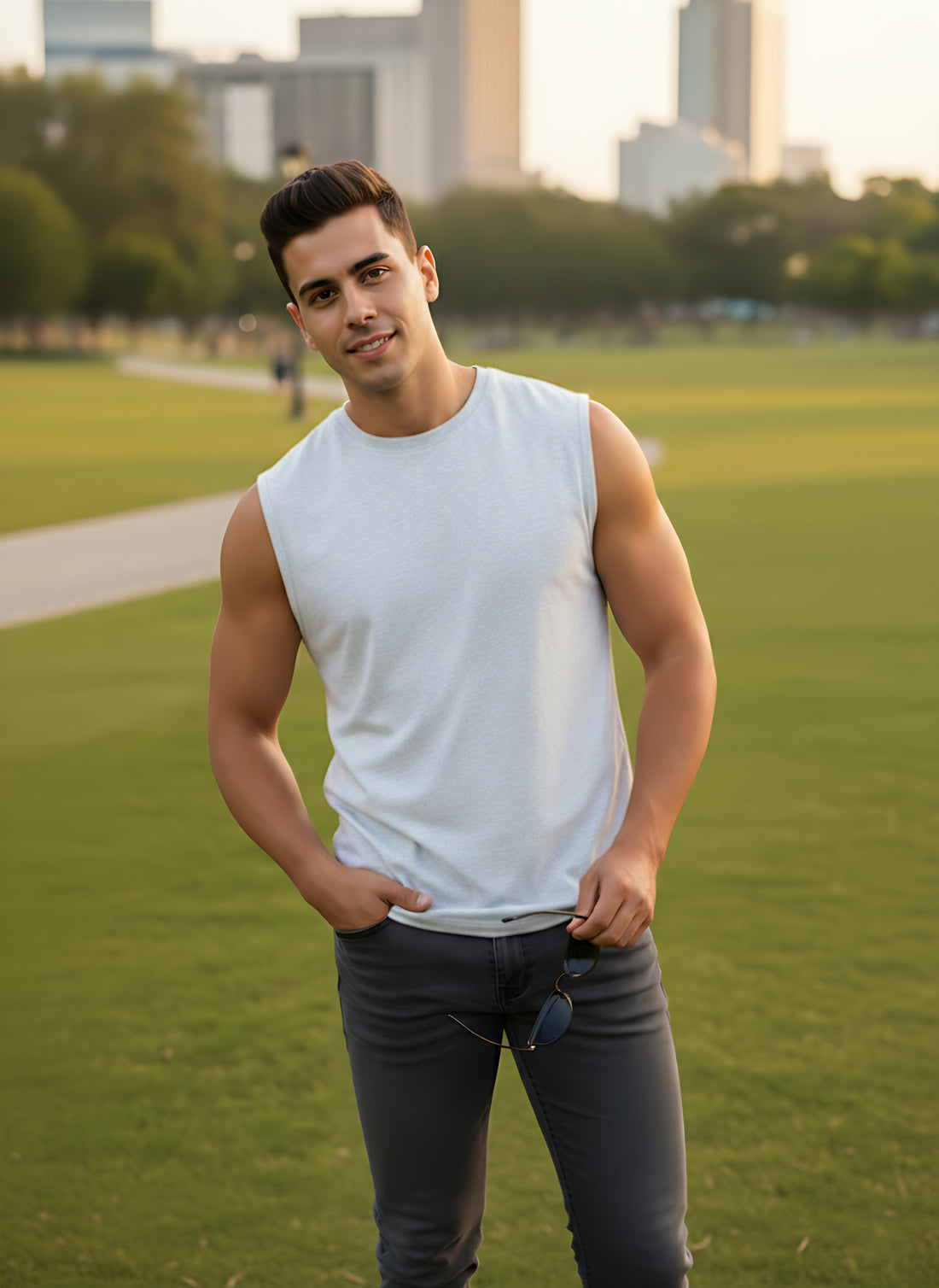 Sleeveless White T-Shirt