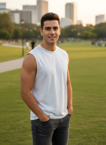 Sleeveless White T-Shirt