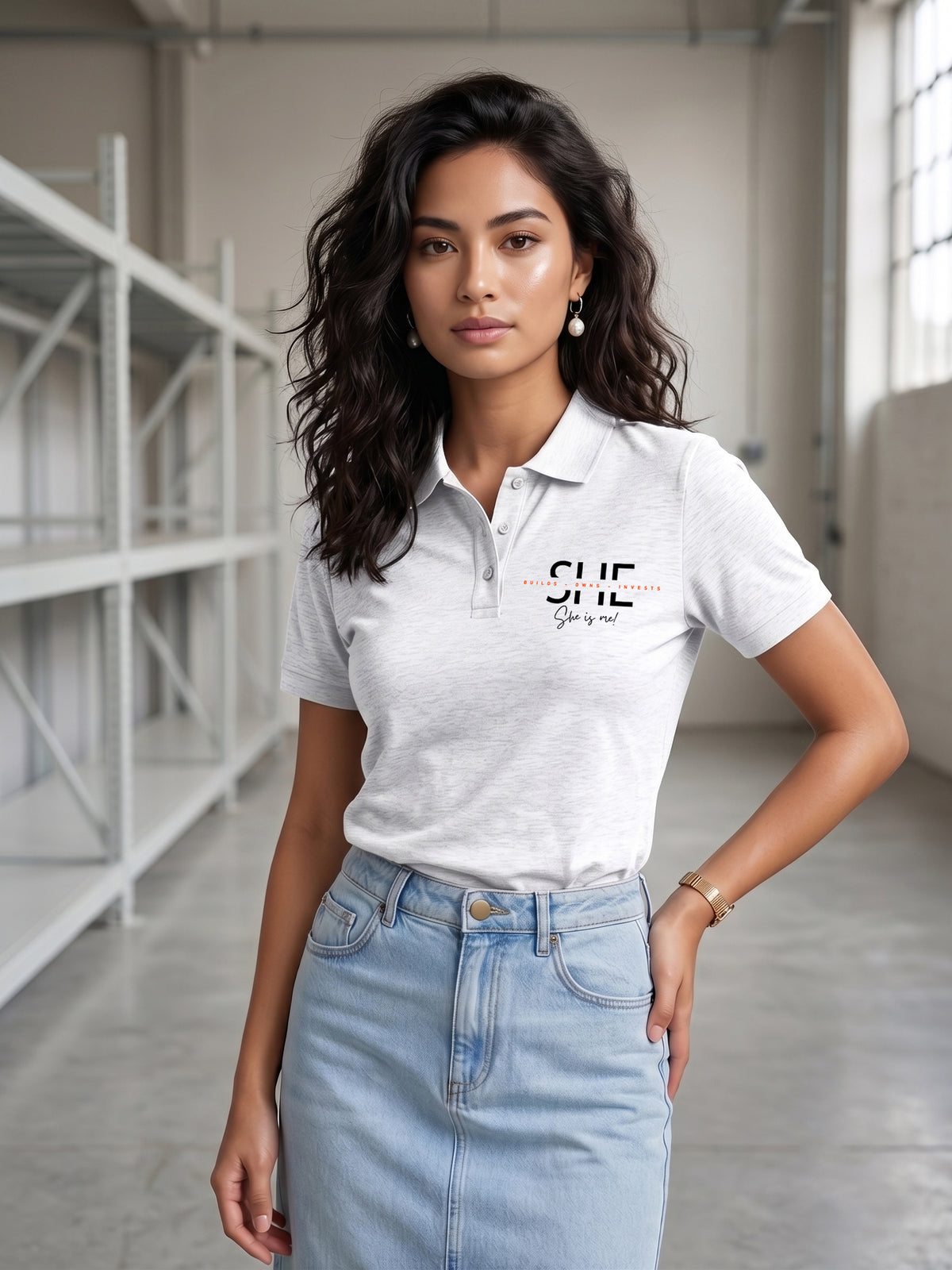 Womens Graphic Polo T-Shirt She